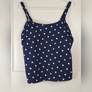 Land's End Wire Free Navy Blue Polka Dot Tankini Size 12